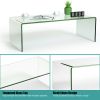 42.5 x 20 x 14 Inch Glass Coffee Table with Rounded Edges for Living Room