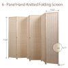 6 Panel Bamboo Room Divider;  Private Folding Portable Partition Screen for Home Office - Natural