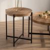 20.47"Modern Thread Design Round Coffee Table ; MDF Table Top with Cross Legs Metal Base