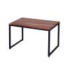 48; 27 Inch 2 Piece Rectangular Wood Nesting Coffee and End Table Set; Sled Metal Base; Brown; Black