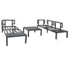 TOPMAX Outdoor 3-piece Aluminum Alloy Sectional Sofa Set with End Table and Coffee Table; Black Frame+Gray Cushion