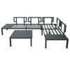 TOPMAX Outdoor 3-piece Aluminum Alloy Sectional Sofa Set with End Table and Coffee Table; Black Frame+Gray Cushion