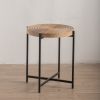 20.47"Modern Thread Design Round Coffee Table ; MDF Table Top with Cross Legs Metal Base