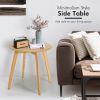 Bamboo Round Side Table with 4 Splayed Legs and Round Tabletop for Living Room