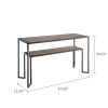 Tea table; Iron art living room side a few; 48inch Narrow Console Table for Living Room Or Hallway(Black/Brown)