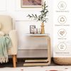 Bentwood Sofa Side Table with Square Tabletop and Storage Bag