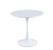 Modern White Round Dining Table; 31.5'' Diameter Solid Metal Base Coffee Table