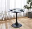 Modern Black Round Dining Table; 31.5" Diameter Solid Metal Base Coffee Table