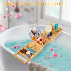 Bathtub Caddy Tray Crafted Bamboo Bath Tray Table Extendable Reading Rack Tablet Phone Holder