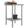 Kitchen Work Table with Backsplash 23.6"x23.6"x36.6" Stainless Steel