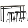 TREXM 4-Piece Kitchen Counter Height Dining Table Set, Industrial Bar Table with 3 Barstools for Dining Room Bistro (Brown)