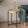 20.47"Modern Thread Design Round Coffee Table ; MDF Table Top with Cross Legs Metal Base