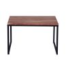 48; 27 Inch 2 Piece Rectangular Wood Nesting Coffee and End Table Set; Sled Metal Base; Brown; Black