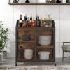 TREXM Cabinet Metal Mesh Double Door with Universal Wheel; Different Space Size Kitchen Cart (Distressed Brown)