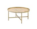 Mithea Coffee Table; Oak Table Top & Gold Finish