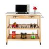 Moveable Kitchen Cart with Stainless Steel Table Top & Two Drawers & Two Shelves Burlywood