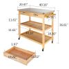 Moveable Kitchen Cart with Stainless Steel Table Top & Two Drawers & Two Shelves Burlywood