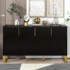 TREXM Modern sideboard with Four Doors; Metal handles & Legs and Adjustable Shelves Kitchen Cabinet (Black)