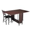 Folding Dining Table Portable Desk with 6 Wheels for Kitchen, Living Room and Home Office, Dark Coffee+Black XH