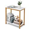 23 Inch Height 2-tier End Table with Bamboo Frame and Bottom Shelf