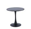 Modern Black Round Dining Table; 31.5" Diameter Solid Metal Base Coffee Table