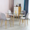 Dining Table Set Modern 5 Pieces Room Mid Century Tempered Glass Kitchen and 4