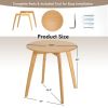 Bamboo Round Side Table with 4 Splayed Legs and Round Tabletop for Living Room