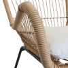 Balcony Furniture;  3 Piece Patio Set;  Outdoor Wicker Chairs with Glass Top Table and Soft Cushion;  Rattan Front Porch Furniture