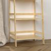 WTZ Bookshelf; Ladder Shelf; 5 Tier Bamboo Bookcase; Rustic Open Book Case for Bedroom; Living Room; Office; BC-238 Primary Colors