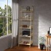 WTZ Bookshelf; Ladder Shelf; 5 Tier Bamboo Bookcase; Rustic Open Book Case for Bedroom; Living Room; Office; BC-238 Primary Colors