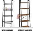 WTZ Bookshelf; Ladder Shelf; 5 Tier Bamboo Bookcase; Modern Open Book Case for Bedroom; Living Room; Office; BC-238 Black