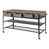 Macaria Kitchen Island; Rustic Oak &amp; Black Finish AC00402