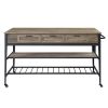 Macaria Kitchen Island; Rustic Oak &amp; Black Finish AC00402