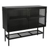 Double Mesh Door Storage Cabinet with Adjustable Shelf and Feet Cold-Rolled Steel Sideboard Furniture for Living Room Kitchen Frosted Black