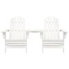 Patio Adirondack Chairs with Tea Table Solid Fir Wood White