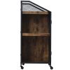 TREXM Cabinet Metal Mesh Double Door with Universal Wheel; Different Space Size Kitchen Cart (Distressed Brown)