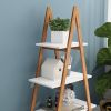 Solid bamboo wood oxford &ldquo;A&rdquo;frame ladder display bookshelf