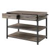 Macaria Kitchen Island, Rustic Oak Black Finish AC00403