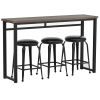 TREXM 4-Piece Kitchen Counter Height Dining Table Set, Industrial Bar Table with 3 Barstools for Dining Room Bistro (Brown)