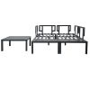 TOPMAX Outdoor 3-piece Aluminum Alloy Sectional Sofa Set with End Table and Coffee Table; Black Frame+Gray Cushion