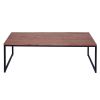 48; 27 Inch 2 Piece Rectangular Wood Nesting Coffee and End Table Set; Sled Metal Base; Brown; Black