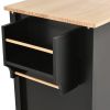 Kitchen Island Cart with Solid Wood Top and Locking Wheels; 54.3 Inch Width; 4 Door Cabinet and Two Drawers; Spice Rack; Towel Rack (Black)