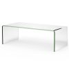 42.5 x 20 x 14 Inch Glass Coffee Table with Rounded Edges for Living Room