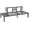 TOPMAX Outdoor 3-piece Aluminum Alloy Sectional Sofa Set with End Table and Coffee Table; Black Frame+Gray Cushion