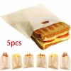 5pcs; Reusable Toaster Bags (6.3''x6.5''); Non Stick Bread Bags; Sandwich Bags; Fiberglass Toast Microwave Heating Pastry Tools; Home Kitchen Items