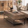 47.64"Small Grid Splicing Design Retro Square Coffee Table,for Living Room,Office,and Dining Room