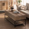 47.64"Small Grid Splicing Design Retro Square Coffee Table,for Living Room,Office,and Dining Room