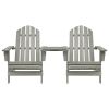 Patio Adirondack Chairs with Tea Table Solid Fir Wood Gray