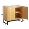 Bamboo 2 door cabinet; Buffet Sideboard Storage Cabinet; Buffet Server Console Table; Accent Cabinet; for Dining Room; Living Room; Kitchen; Hallway