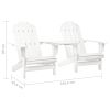 Patio Adirondack Chairs with Tea Table Solid Fir Wood White